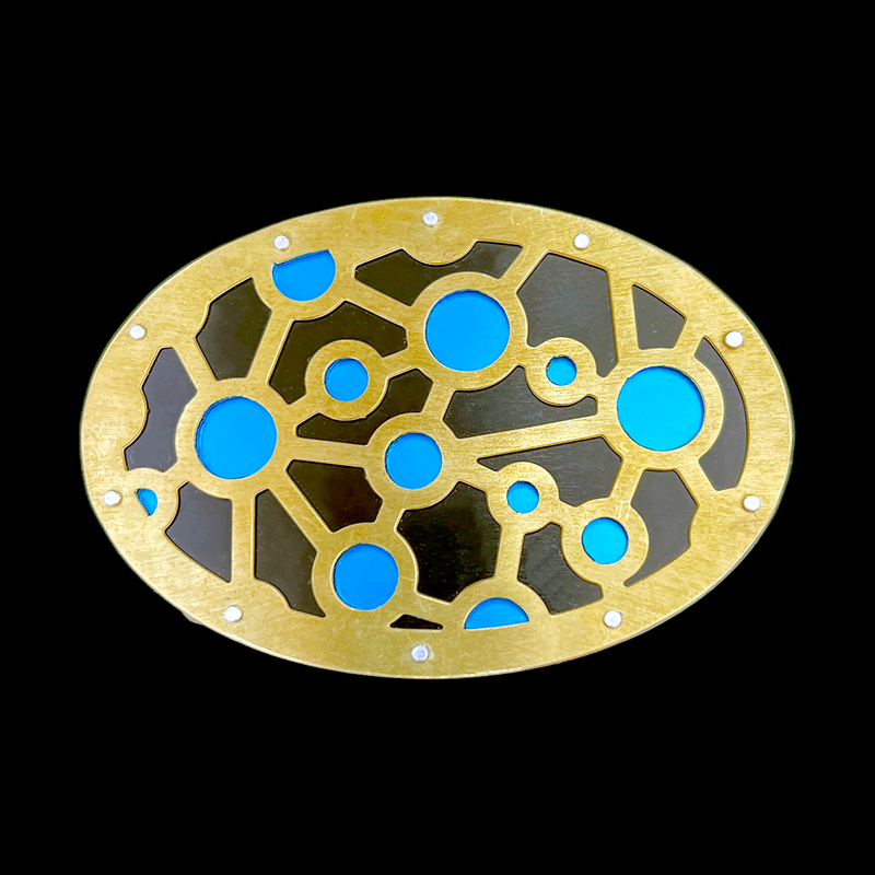 ATOMS TWO TONE BELT BUCKLE - BRASS