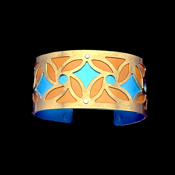 PINWHEEL CUFF TWO TONE SMALL BRASS