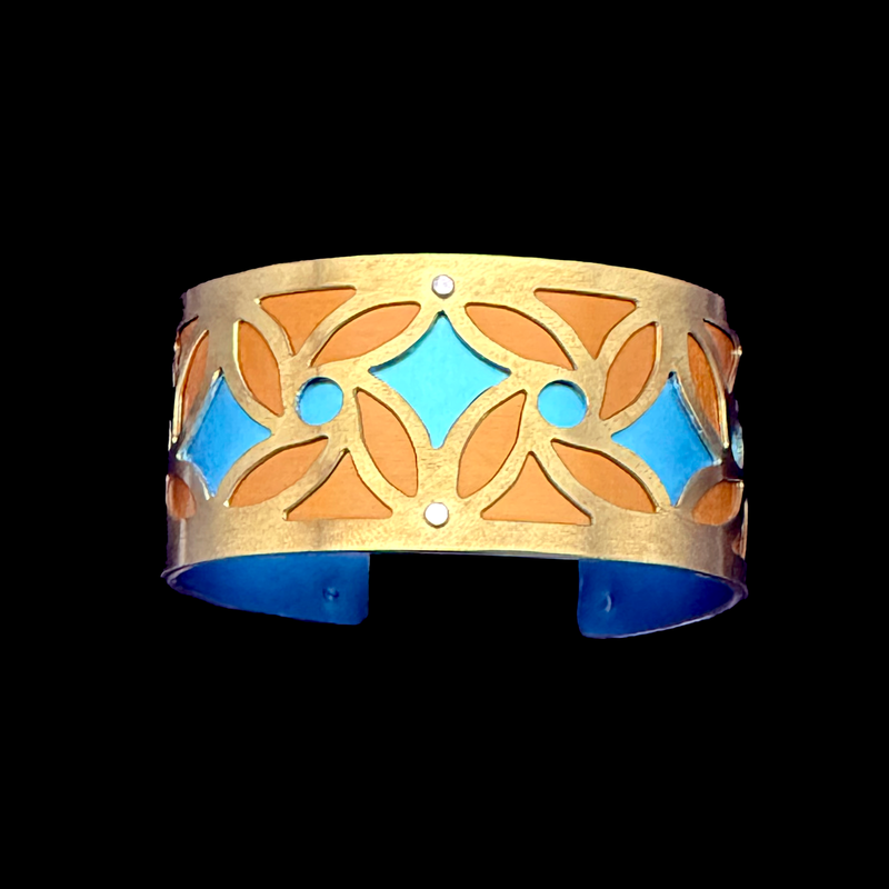 PINWHEEL CUFF TWO TONE SMALL BRASS