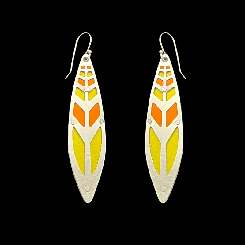 DECO SPEAR EARRINGS 2-TONE