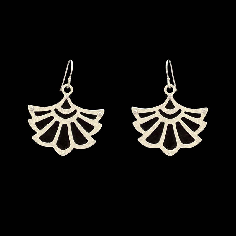 DECO FAN EARRINGS 2-TONE