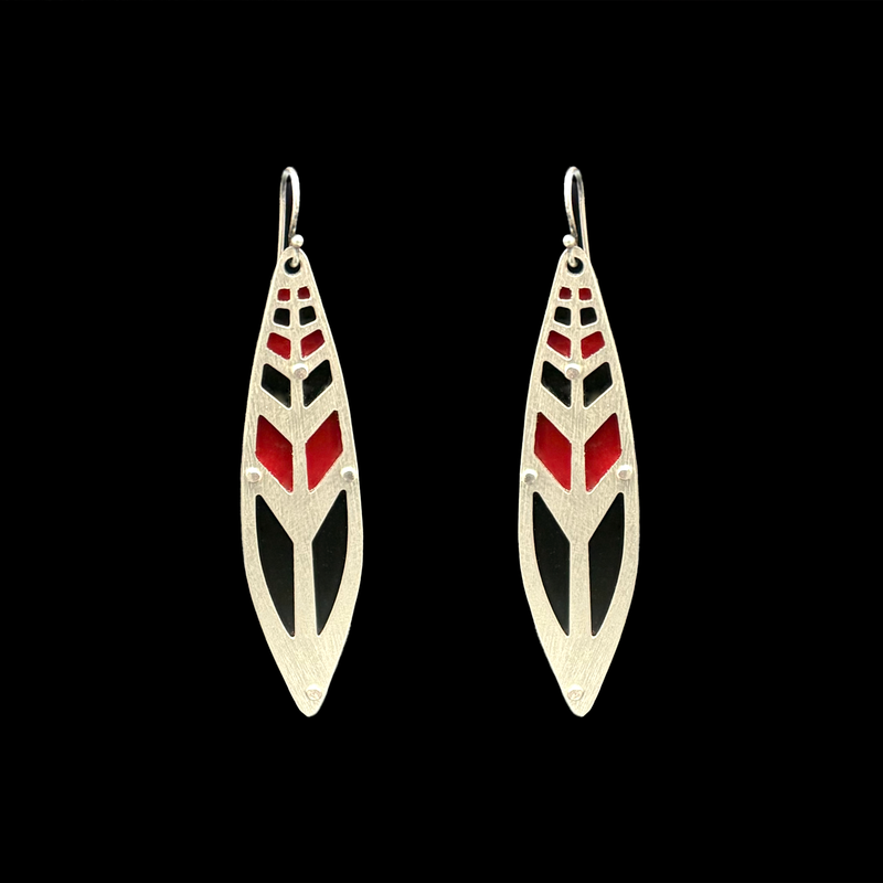 DECO SPEAR EARRINGS 2-TONE