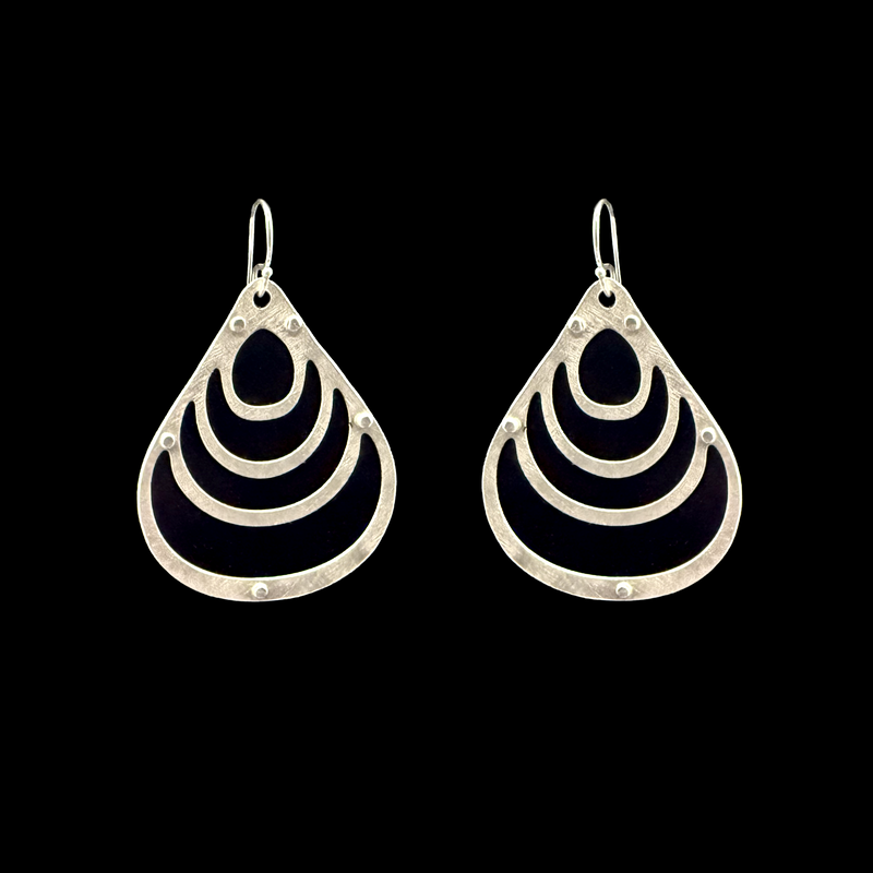 DECO TEARDROP EARRINGS 2-TONE