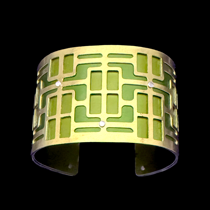 MID CENTURY MOD CUFF TWO-TONE MEDIUM BRASS