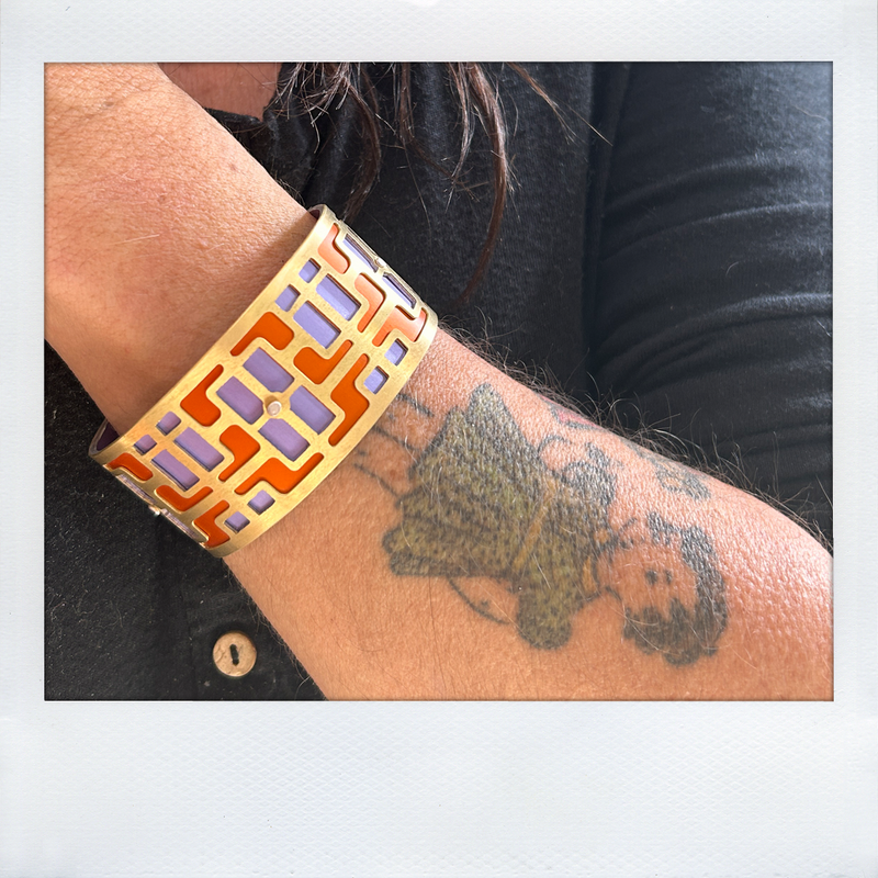 MID CENTURY MODERN CUFF TWO-TONE SMALL BRASS