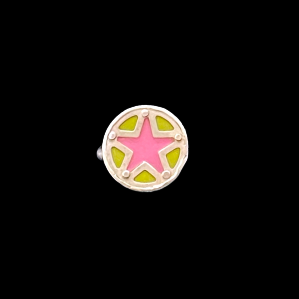 Superstar Ring Lime Green + Pink Size 8