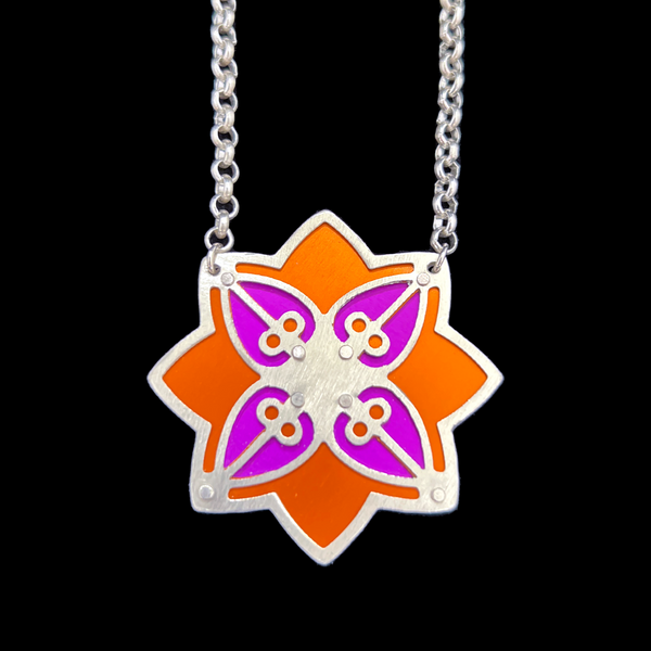 Bee Balm Two Tone Corsage Necklace