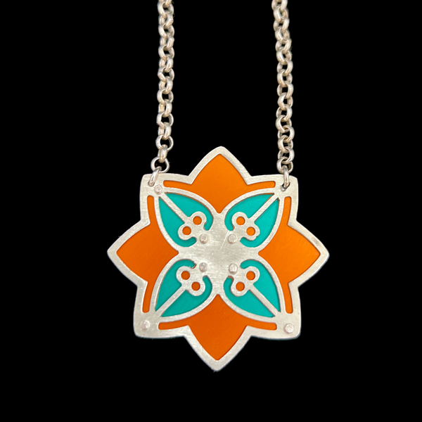 Bee Balm Two Tone Corsage Necklace