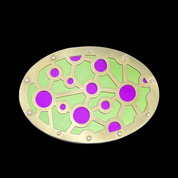 Atoms Two Tone Belt Buckle - Brass