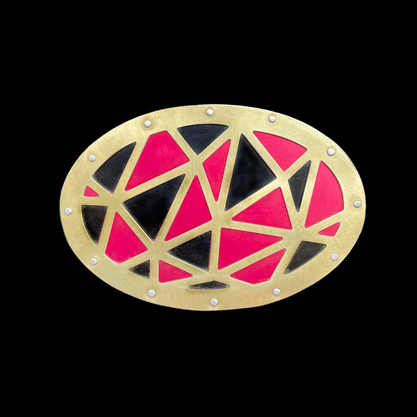Mixed Up Two Tone Belt Buckle - Brass