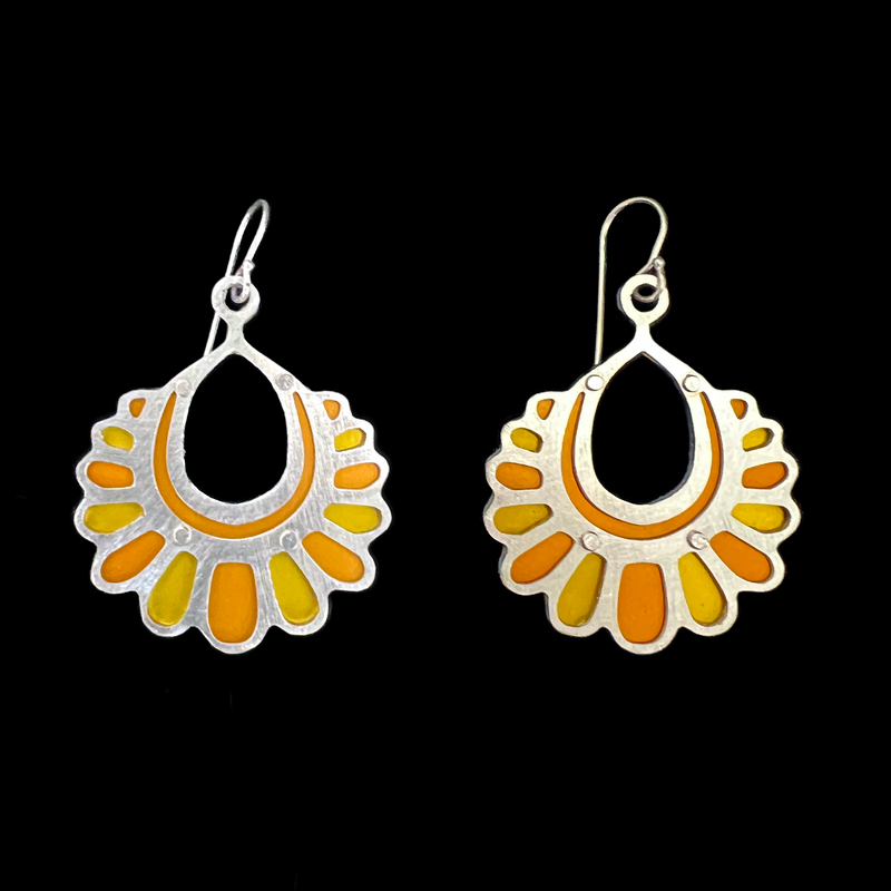 DECO PLUME EARRINGS 2-TONE