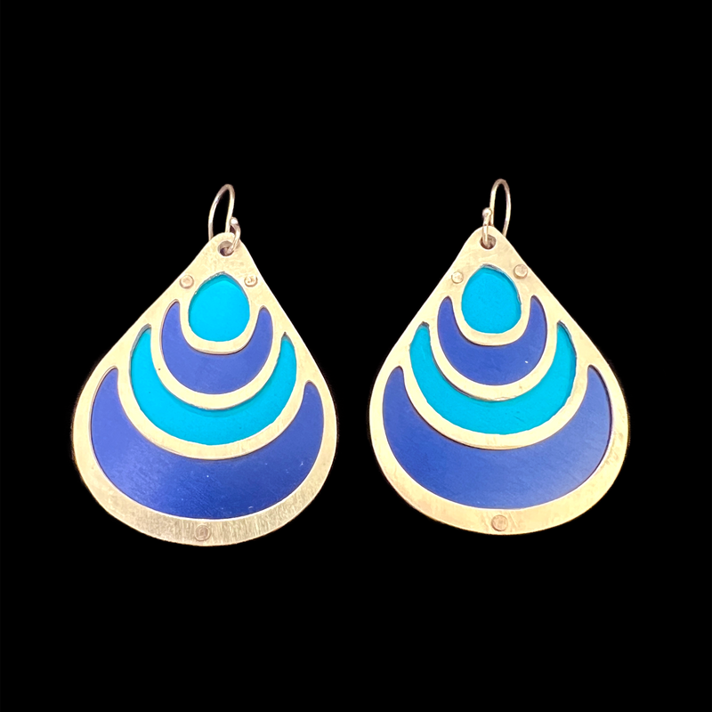 DECO TEARDROP EARRINGS 2-TONE