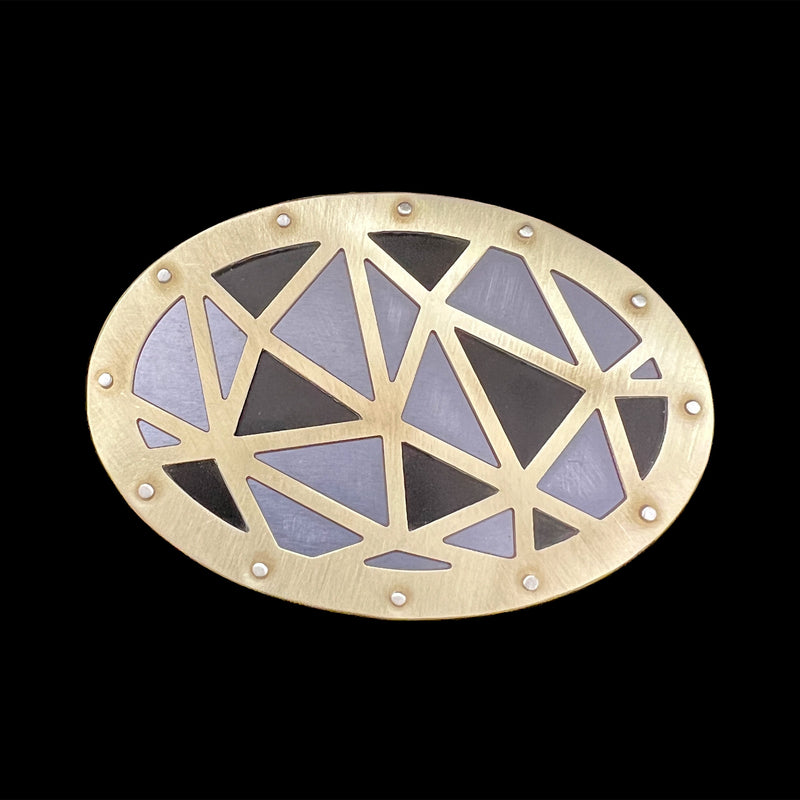 MIXED UP TWO TONE BELT BUCKLE - BRASS