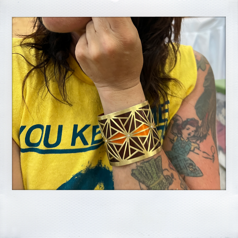 ORIGAMI CUFF TWO-TONE LARGE BRASS