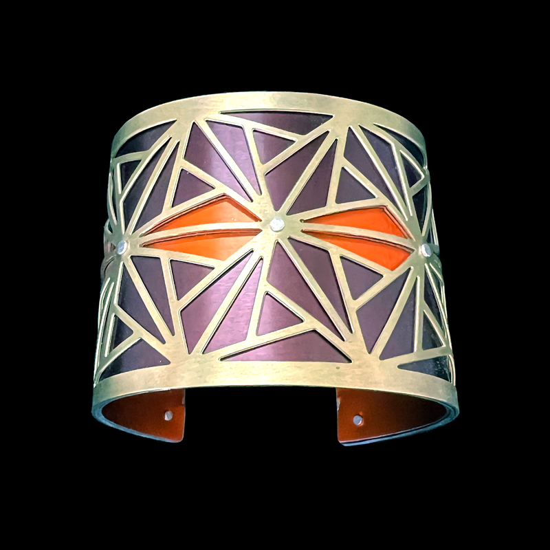 ORIGAMI CUFF TWO-TONE LARGE BRASS