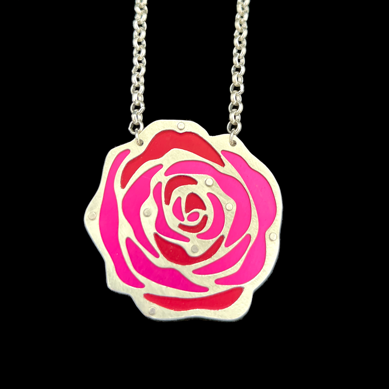 Rose Two Tone Corsage Necklace