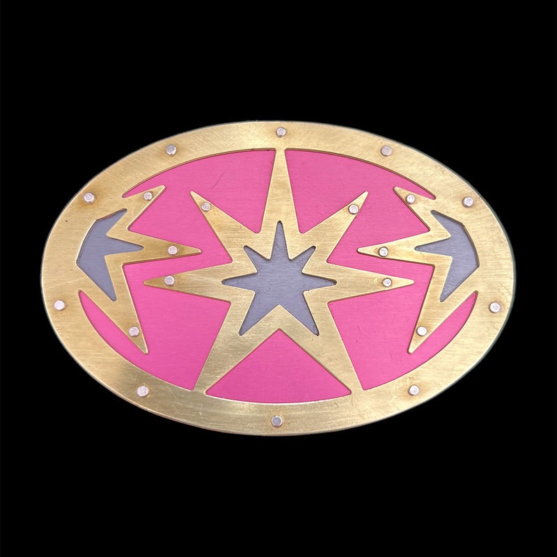 SUPERSTAR TWO TONE BELT BUCKLE - BRASS